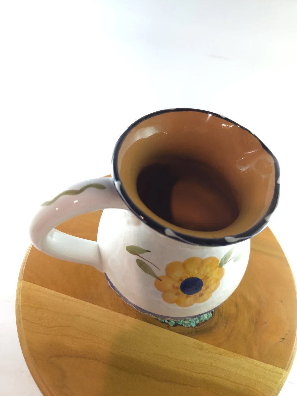 Hand-Painted Blue Floral Ceramic Pitcher